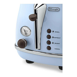 DELONGHI CTOV 2103.AZ Grille Pain Icona Vintage - Bleu et Marron pas cher