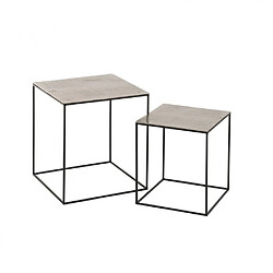 Inside 75 Set de 2 tables gigognes basse carrée NIZI en Aluminium Argent / Noir