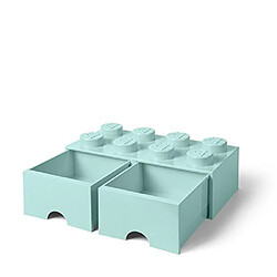 briques Lego tiroir 8boutons, 2tiroirs, empilable, boîte de rangement, 9.4l, Aqua (Vert menthe), 323 - Aqua Bleu clair