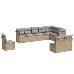 Maison Chic Salon de jardin avec coussins 10 pcs | Ensemble de Table et chaises | Mobilier d'Extérieur beige résine tressée -GKD67525