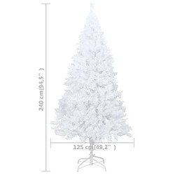 vidaXL Arbre de Noël artificiel pré-éclairé et boules blanc 240 cm pas cher