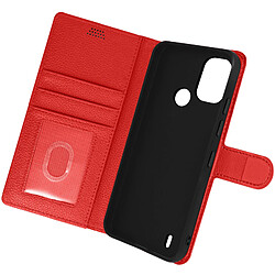 Avizar Housse pour Nokia C21 Plus support vidéo portefeuille simili cuir Rouge