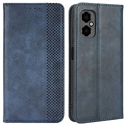 Etui en PU texture rétro, absorption magnétique avec support pour votre Xiaomi Poco M4 5G - bleu