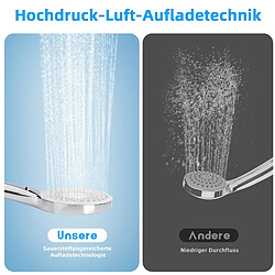 NETTLIFE Pommeau de douche nickel douchette ronde à économie d'eau avec 3 jets douchette augmentant la grande pression, avec bouton pour régler le débit d'eau, douche économe en énergie avec tuyau de 1,5 m support de douche salle de bain pas cher