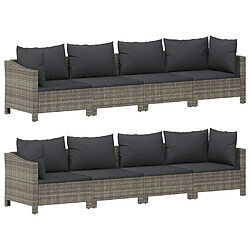 Maison Chic Salon de jardin 9 pcs + coussins - Mobilier/Meubles de jardin - Table et chaises d'extérieur Gris Résine tressée -MN14161 pas cher