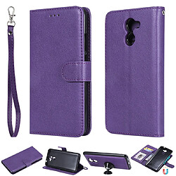 Wewoo Housse Coque Pour Huawei Y7 Prime Étui de protection à rabat horizontal de couleur unie avec support et fentes cartes et portefeuille et cadre photo et lanière violet