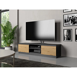 Vivaldi Meuble TV Malawi Anthracite Chene Artisan 140 cm