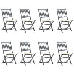 vidaXL Chaises pliables d'extérieur lot de 8 et coussins Bois d'acacia