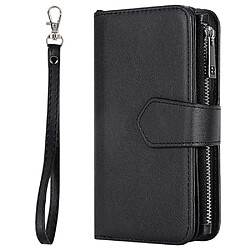 Etui en PU + TPU poche zippée de couleur unie détachable avec support noir pour votre Samsung Galaxy S21 5G