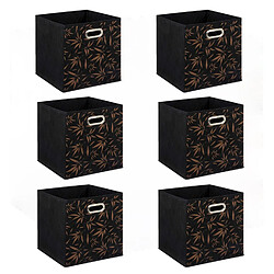 Five Simply Smart Lot de 6 boites de rangement en tissu Casual - 31x31x31cm - Noir