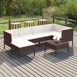 Maison Chic Salon de jardin 7 pcs + coussins - Mobilier/Meubles de jardin - Table et chaises d'extérieur Résine tressée Marron -MN31893