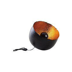 Aubry Gaspard Lampe ronde à poser en métal noir avec intérieur doré Diamètre 36cm.