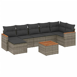 vidaXL Salon de jardin 8 pcs avec coussins gris résine tressée