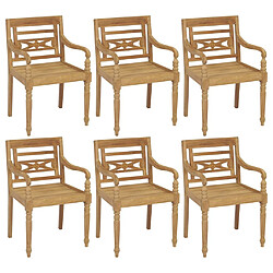 Maison Chic Lot de 6 Chaises Batavia Bois de teck solide -GKD42677