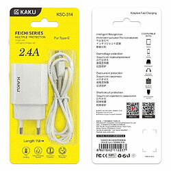 iKaku KSC-314 Prises USB EU Chargeur Secteur 2,4A + Câble Type-C 1m Blanc