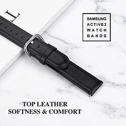 Acheter Bracelet en cuir véritable Haut noir pour votre Samsung Galaxy Watch Active2 44mm