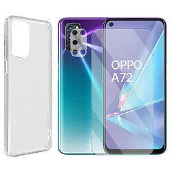 Protection intégrale Verre Trempé pour Oppo A72 4G 6,5" + Verre Trempé Caméra Arrière+Coque souple silicone transparente-Visiodirect-