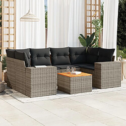 Maison Chic Salon de jardin avec coussins 7 pcs | Ensemble de Table et chaises | Mobilier d'Extérieur gris résine tressée -GKD35377