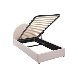 Vente-Unique Lit coffre 90 x 190 cm - Tissu bouclette - Crème + Matelas - LIRIMO pas cher