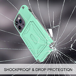 Coque en TPU + acrylique avec béquille et porte-carte pour votre iPhone 14 Pro - vert