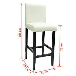 Helloshop26 Lot de deux tabourets de bar design chaise siège cuir artificiel blanc 1202148