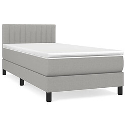 vidaXL Sommier à lattes de lit avec matelas Gris clair 90x200 cm Tissu