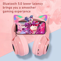 Universal Écouteurs pour chat Casque LED lumineux Bluetooth Casque sans fil Casque stéréo Gaming Bouchons d'oreille avec microphone Cadeau pour enfant fille | Écouteurs Bluetooth pas cher