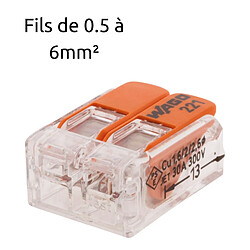 Lot de 5 bornes de raccordement S221 Compact - Connexion rapide - 2 conducteurs avec leviers 6mm² - orange - Wago