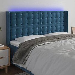 vidaXL Tête de lit à LED Bleu foncé 183x16x118/128 cm Velours