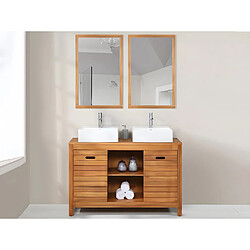 Vente-Unique Meuble de salle de bain en bois d'acacia avec double vasque et miroirs - 130 cm - PULUKAN