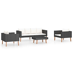 Maison Chic Salon de jardin 4 pcs + coussins - Mobilier/Meubles de jardin - Table et chaises d'extérieur Résine tressée Noir -MN26170