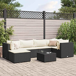 vidaXL Salon de jardin 7 pcs avec coussins Noir Résine tressée