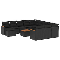 Maison Chic Salon de jardin avec coussins 13 pcs, Ensemble Tables et chaises de jardin, noir résine tressée -GKD744705