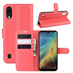 Etui en PU avec support rouge pour votre ZTE Blade A5 2020