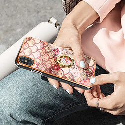 Avizar Coque iPhone X et XS Bi-matière avec Bague de Maintien Motif Écaille Rose pas cher