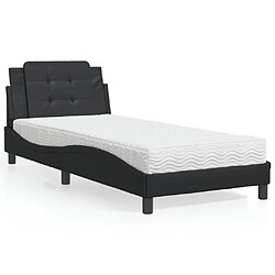 Vidaxl Lit avec matelas noir 90x200 cm similicuir