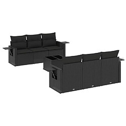 Maison Chic Salon de jardin 7 pcs avec coussins | Ensemble de Table et chaises | Mobilier d'Extérieur noir résine tressée -GKD46352