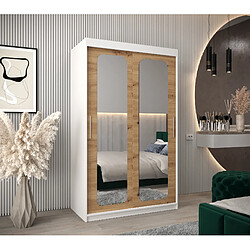 Abiks Meble Armoire PROMO T3 À Portes Coulissantes 200/120/62 2 Portes (Blanc/Artisan)