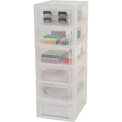 Iris Ohyama, Tour de rangement, Iris Ohyama, Tour de rangement, organiseur, 6 tiroirs de 7 L, format A4, transparent, bureau, salon - Organizer Chest OCH-2006 - Blanc