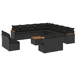 Maison Chic Salon de jardin avec coussins 14 pcs | Ensemble de Table et chaises | Mobilier d'Extérieur noir résine tressée -GKD52284