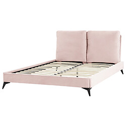 Beliani Lit double en velours rose 140 x 200 cm MELLE pas cher