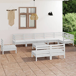 Maison Chic Salon de jardin 10 pcs - Table et chaises d'extérieur - Mobilier/Meubles de jardin Moderne Bois de pin massif Blanc -MN69993