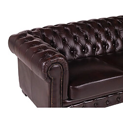 Acheter Vente-Unique Canapé chesterfield 4 places BRENTON 100% cuir de buffle bordeaux