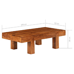 vidaXL Table basse Bois d'acacia solide avec finition miel 100x50x30cm pas cher