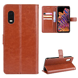 Etui en PU conception unique de peau de cheval fou marron pour votre Samsung Galaxy Xcover Pro