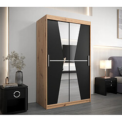 Abiks Meble Armoire Maroko à portes coulissantes 200/120/62 2 portes (artisan/noir)