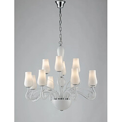 Fan Europe Chandelier abats jours Angel 12 ampoules Verre blanc