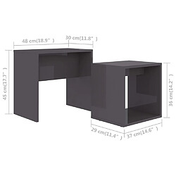 vidaXL Ensemble de table basse Gris brillant Bois d'ingénierie pas cher