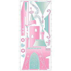 Thedecofactory CHÂTEAU PRINCESSE - Stickers repositionnables géants château de princesse à personnaliser 102x47