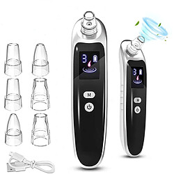 Chrono Aspirateur de Points Noirs - Dispositif de Suppression de Points Noirs Électriques, Nettoyant pour les Pores du Visage, Rechargeable avec 6 têtes Différentes et Affichage LED